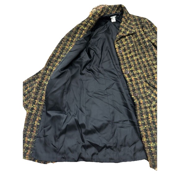 Vintage Austin Reed Women’s Plaid Wool Black Green Rust Trench Jacket Coat Sz 12 - Picture 6 of 10